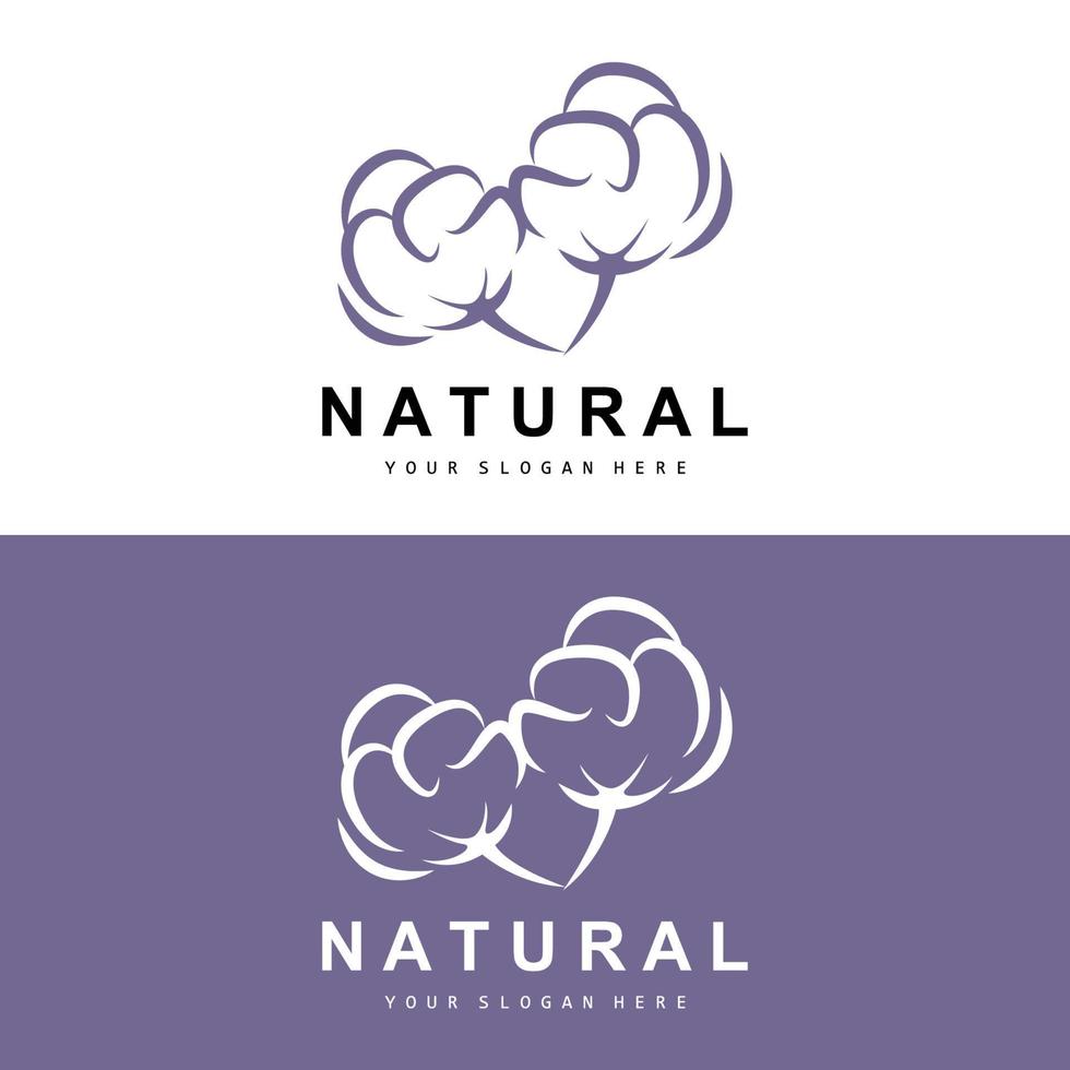 algodão logotipo, natural biológico orgânico plantar projeto, beleza têxtil e roupas vetor, suave algodão flores vetor