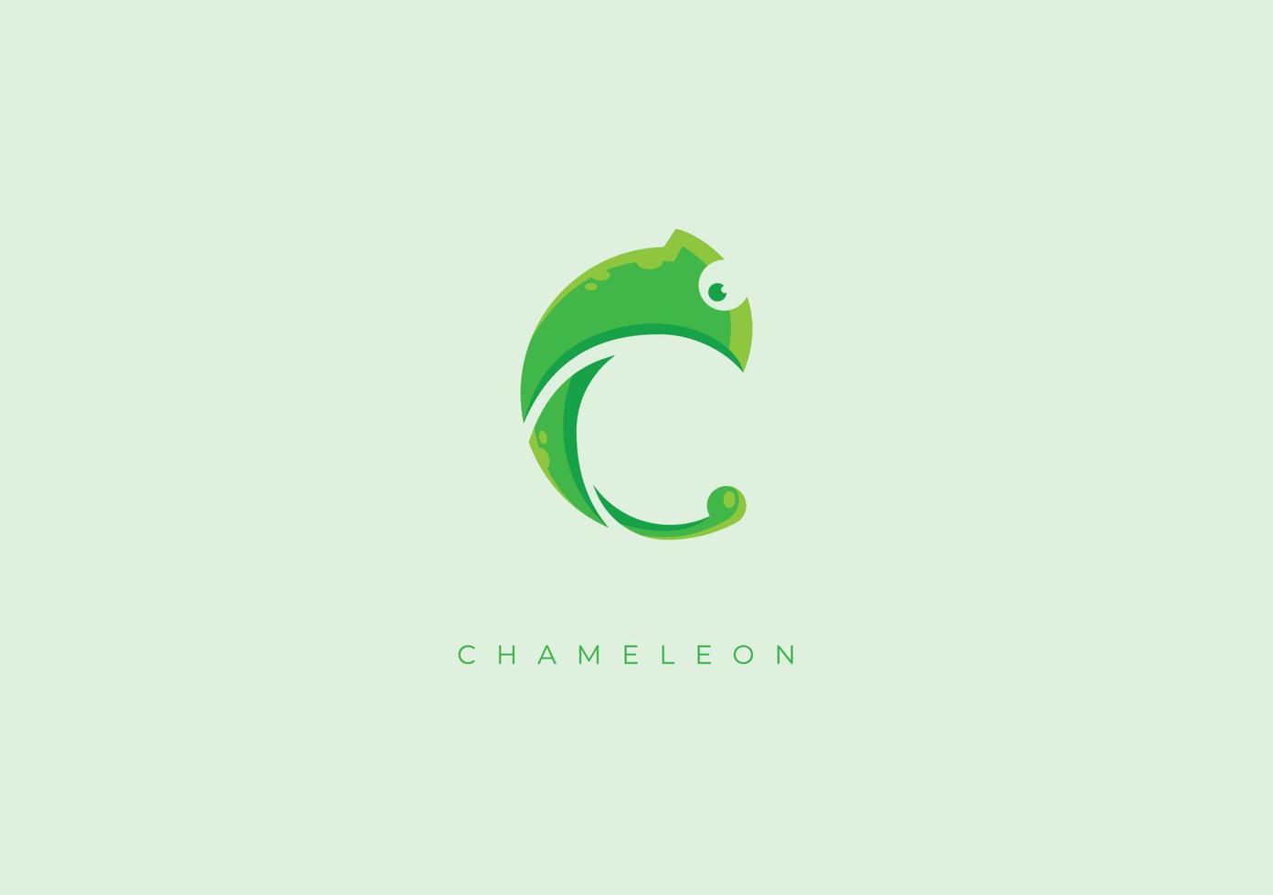 camaleão c monograma, vetor logotipo