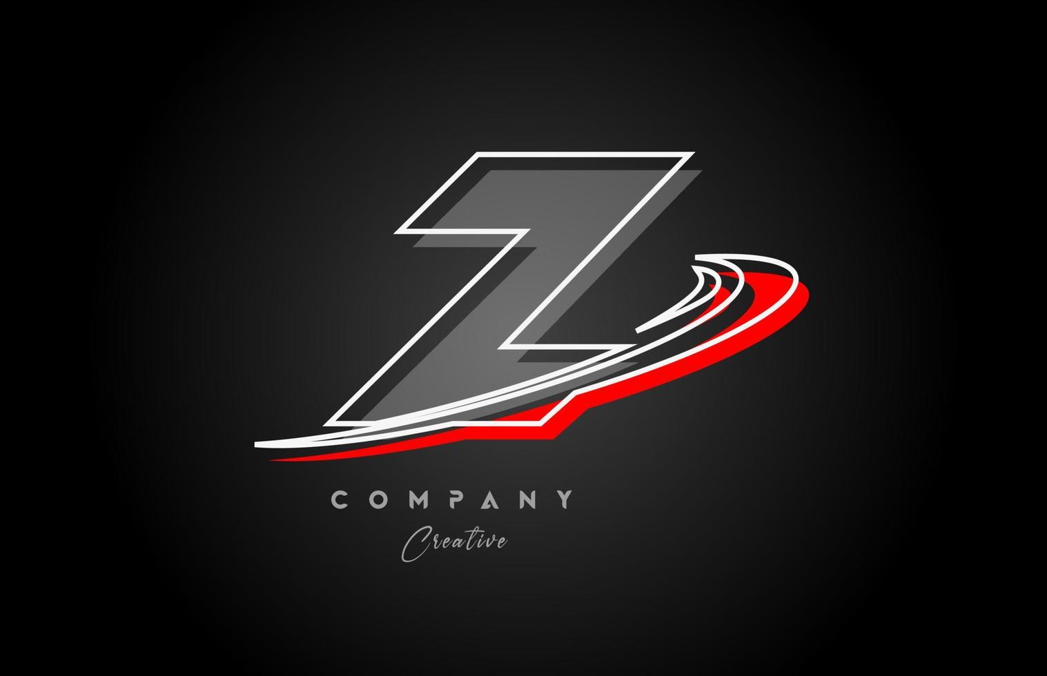 vermelho cinzento linha z alfabeto carta logotipo ícone Projeto com swoosh e sombra. criativo modelo para companhia e o negócio vetor