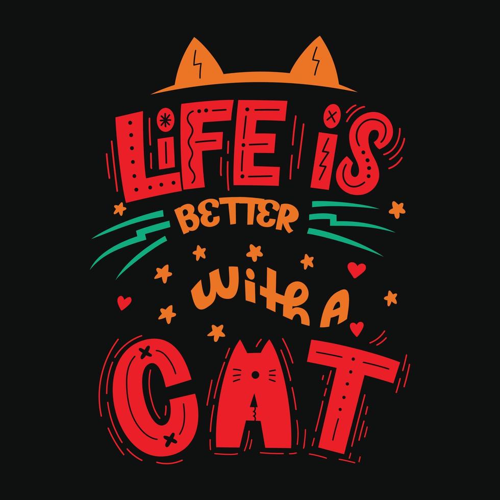 design de camiseta de gato vetor