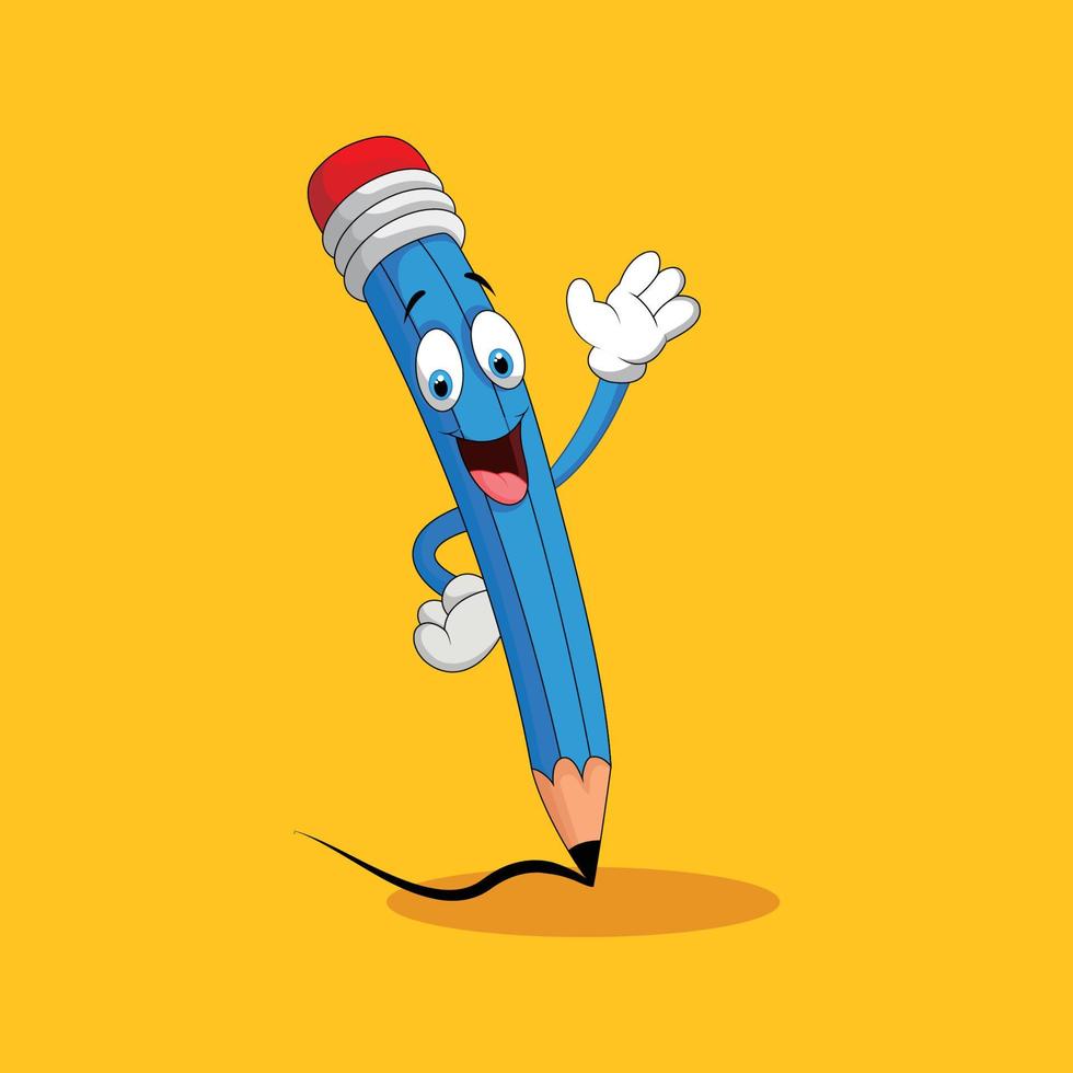 lápis do desenho animado personagem com sorrir face vetor ilustração