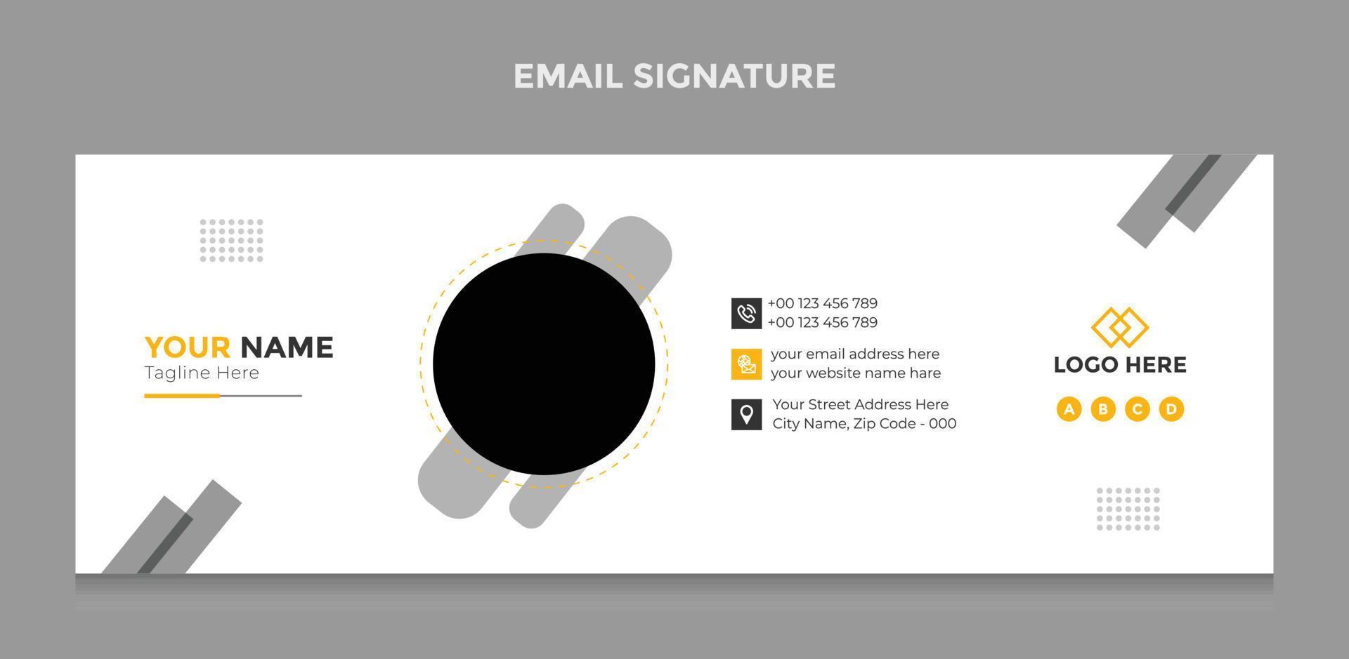 modelo de assinatura de e-mail ou rodapé de e-mail e design de capa de mídia social pessoal vetor