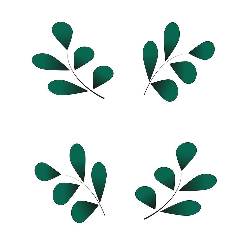 conjunto gradiente verde folha. de ativos para carimbo, florescer projeto, padrão, cartões, montagem ou colagem. vetor botânico ilustração