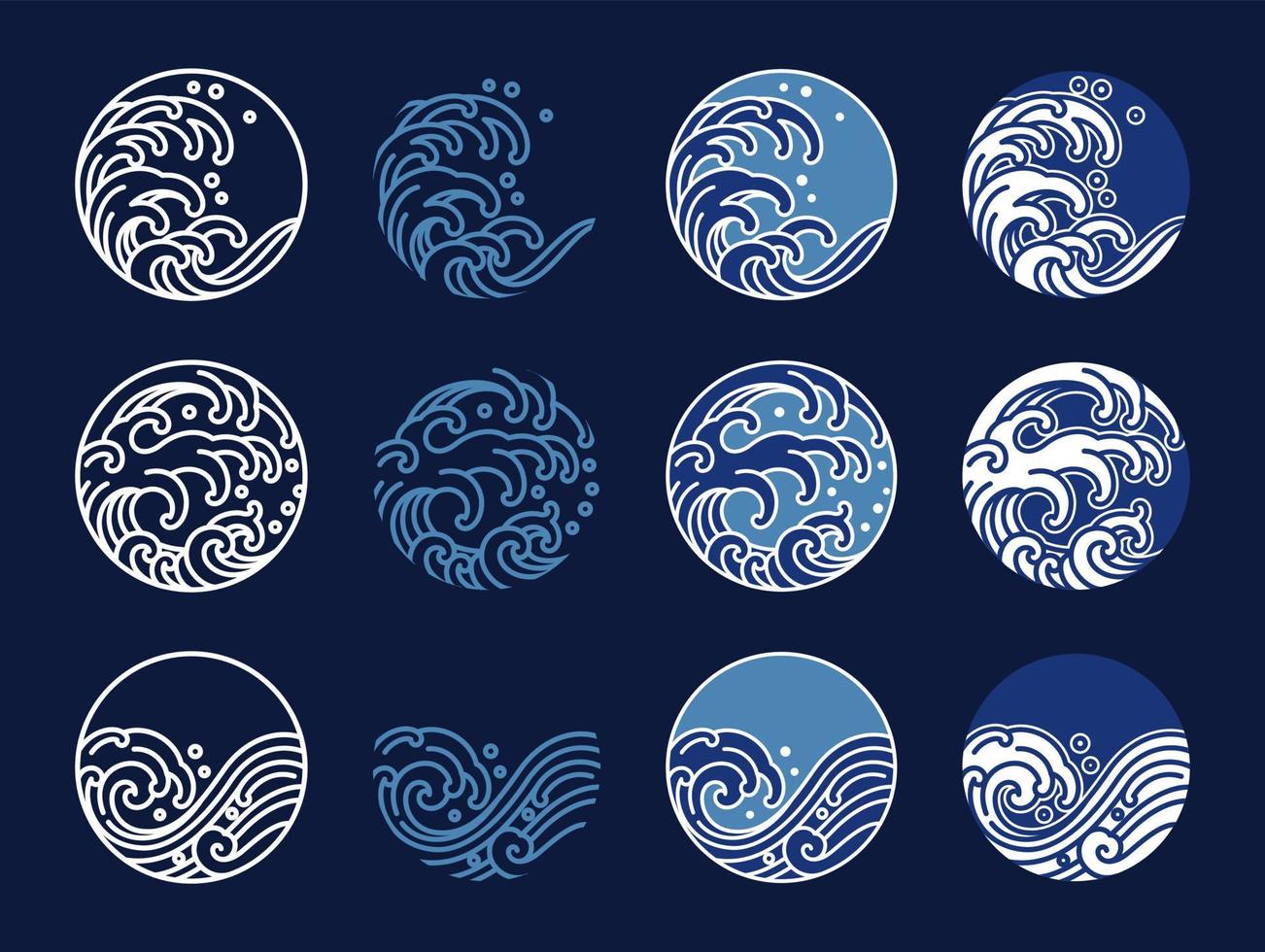 água e oceano onda linha arte logotipo vetor ilustração. oriental estilo gráfico Projeto.