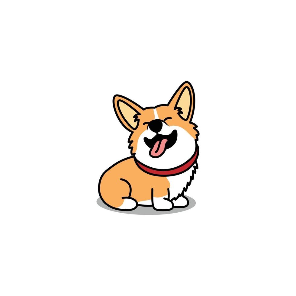 desenho animado engraçado welsh corgi cão sentado e sorrindo, ilustração vetorial vetor