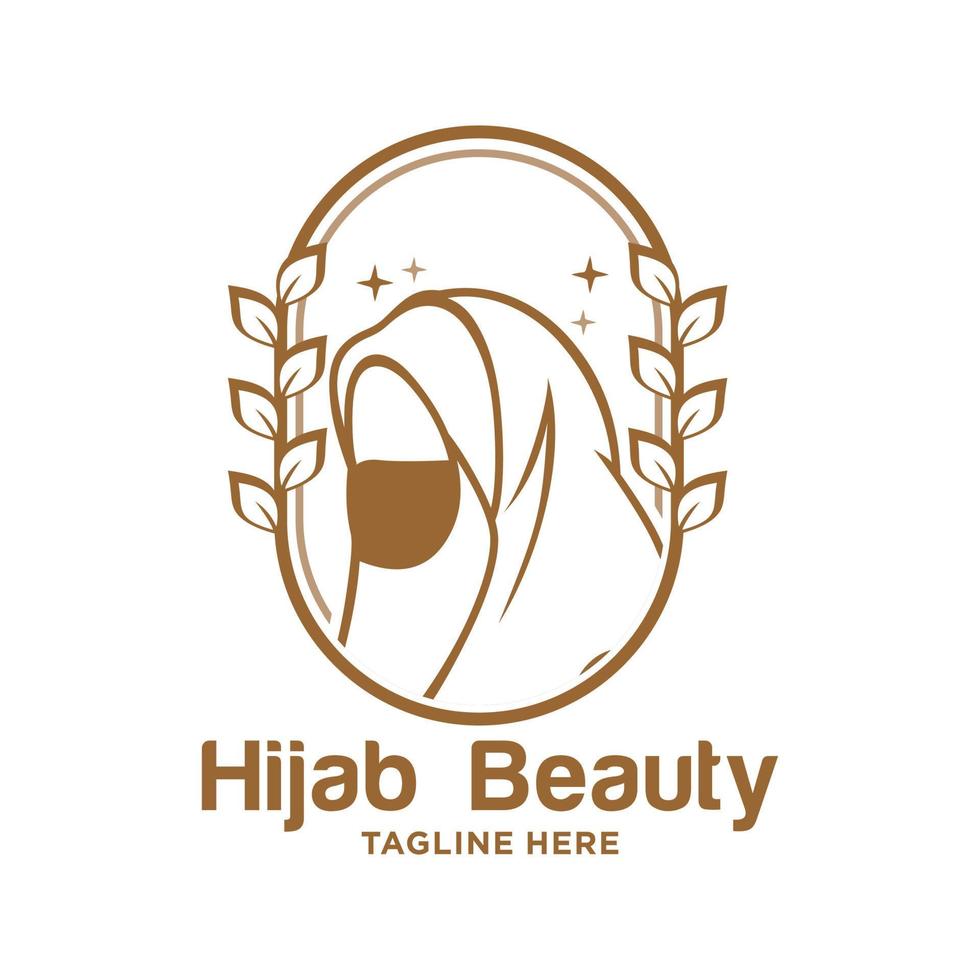 modelo de logotipo de vetor de beleza hijab de mulheres
