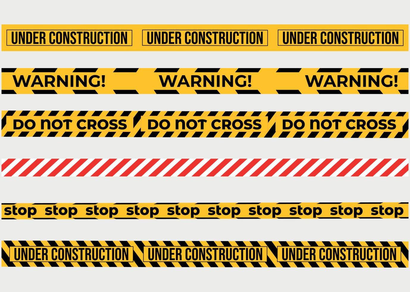 Atenção fitas conjunto para construção e crime. vetor ilustração. amarelo segurança Atenção fitas conjunto Cuidado