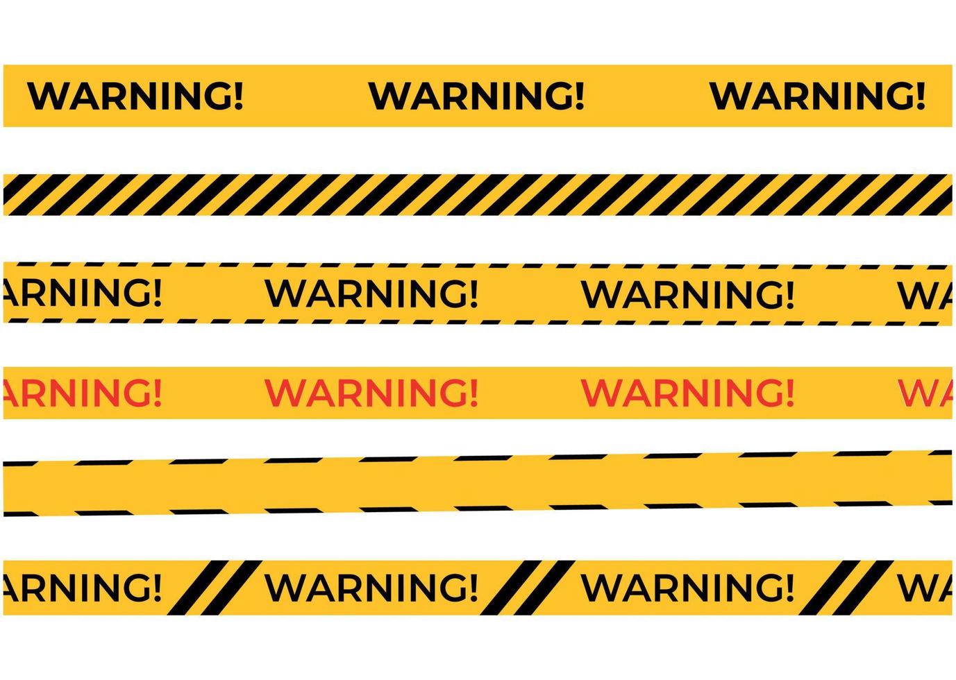 fitas de advertência definidas para construção e crime. ilustração vetorial. fitas de aviso de segurança amarelas definem cautela vetor