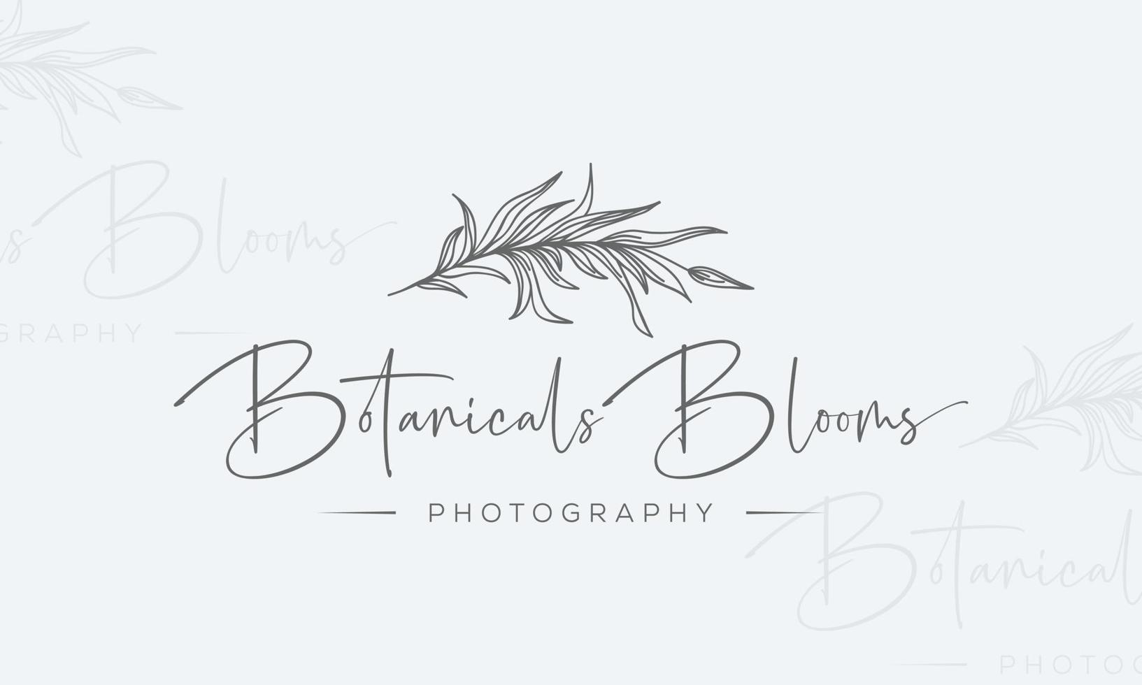 botânico floral elemento mão desenhado logotipo com selvagem flor e folhas. logotipo para spa e beleza salão, butique, orgânico comprar, casamentos, floral projeto, interior, fotografia, e Cosmético. vetor