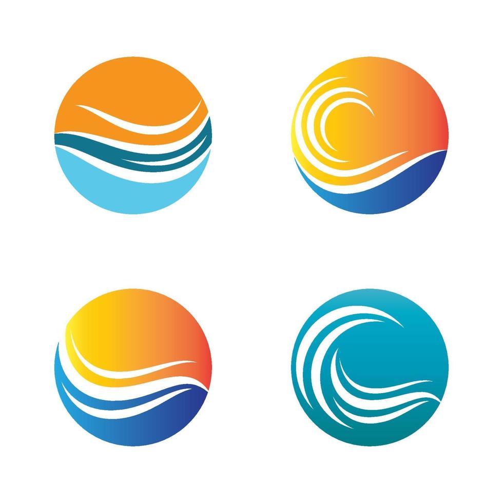Conjunto de imagens do logotipo da praia do pôr do sol vetor