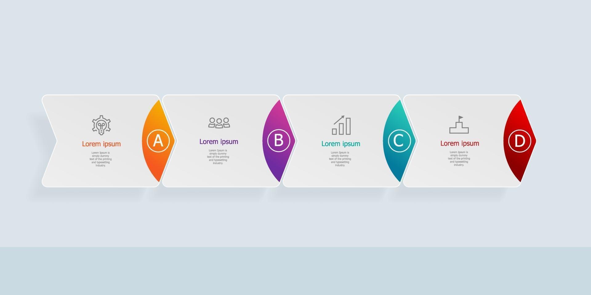 infográficos de linha do tempo horizontal abstratos 4 etapas para negócios e apresentação vetor