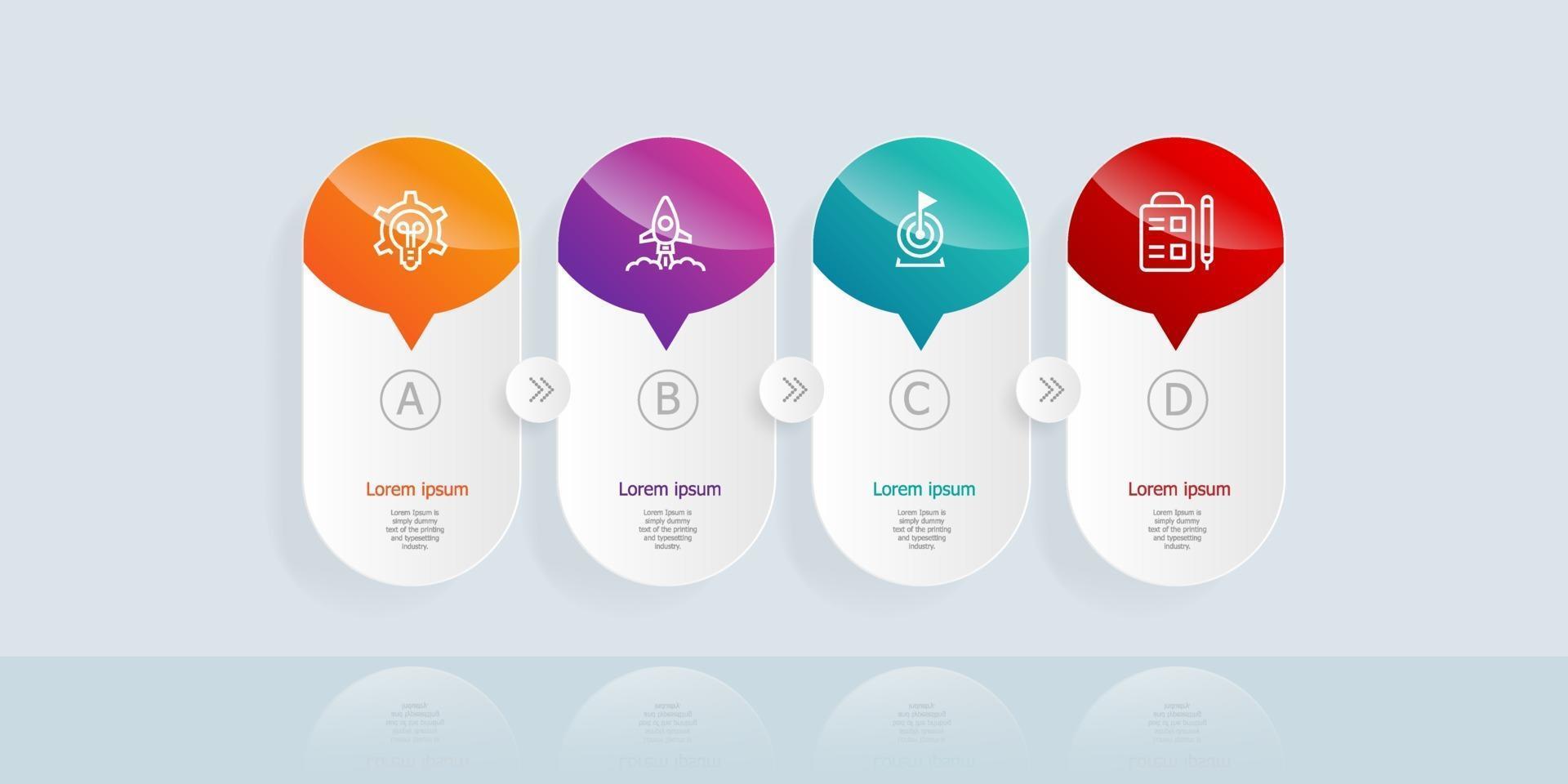 infográficos de linha do tempo horizontal abstratos 4 etapas para negócios e apresentação vetor