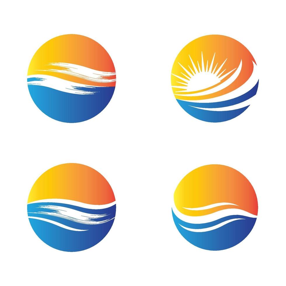 Conjunto de imagens do logotipo da praia do pôr do sol vetor