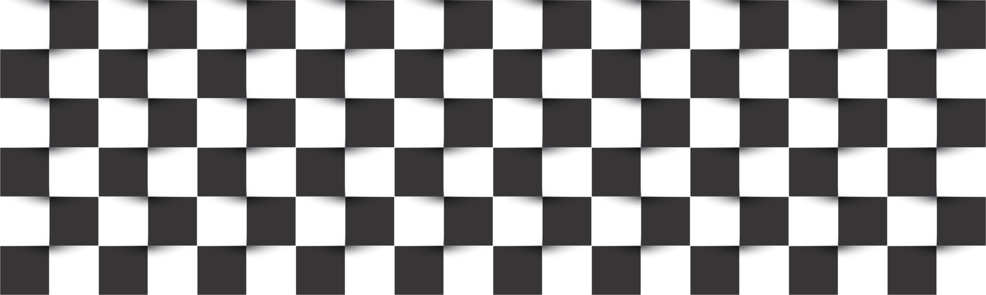 cabeçalho xadrez preto e branco. simples textura quadrada de vetor abstrato de tabuleiro de xadrez