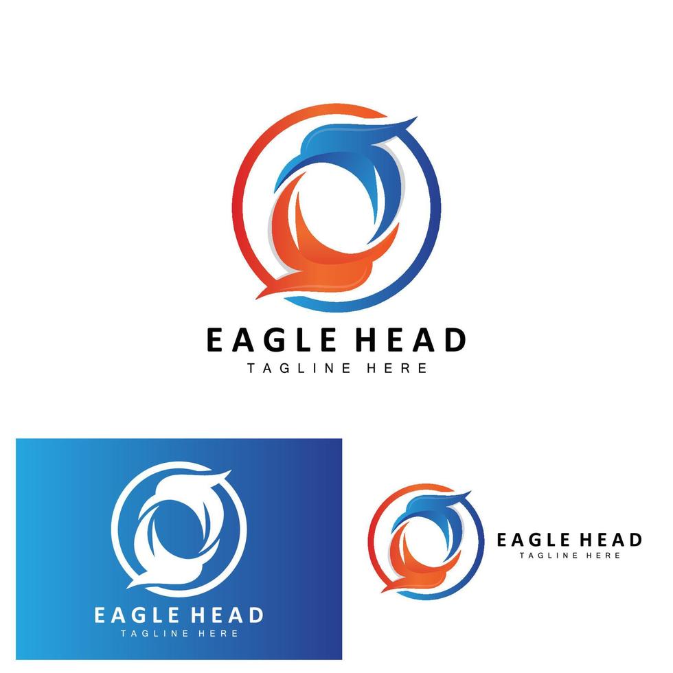 design de logotipo de cabeça de águia, vetor de asas de animais de penas voadoras, ilustração de ícone de marca de produto