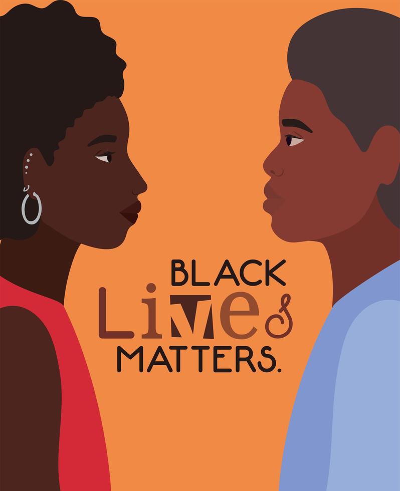 foto de perfil de homem e mulher negra para assuntos de vidas negras vetor