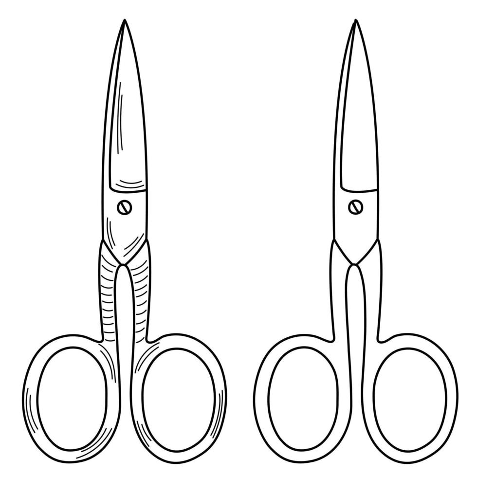 esboço silhueta esboço tesoura, tesoura de jardim, par do tesoura. médico instrumento. hospital, médico vetor