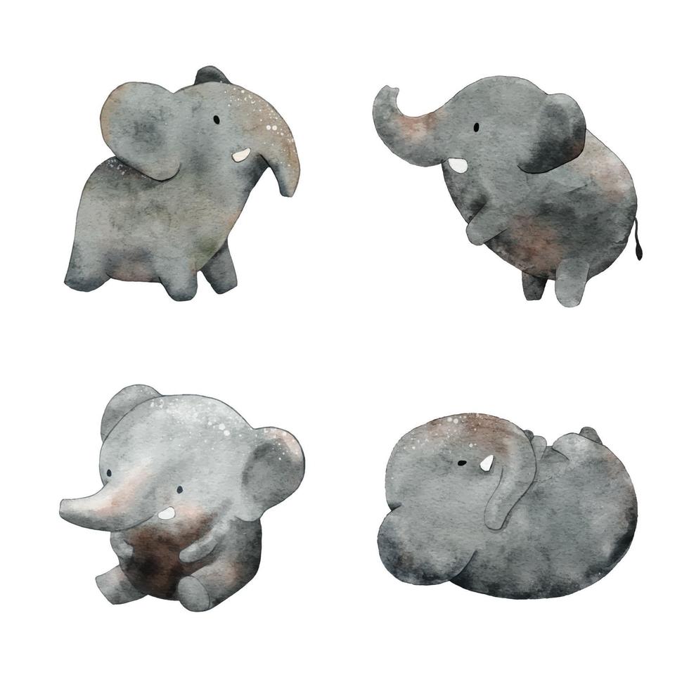 elefante bonito aquarela ilustração vetorial. vetor