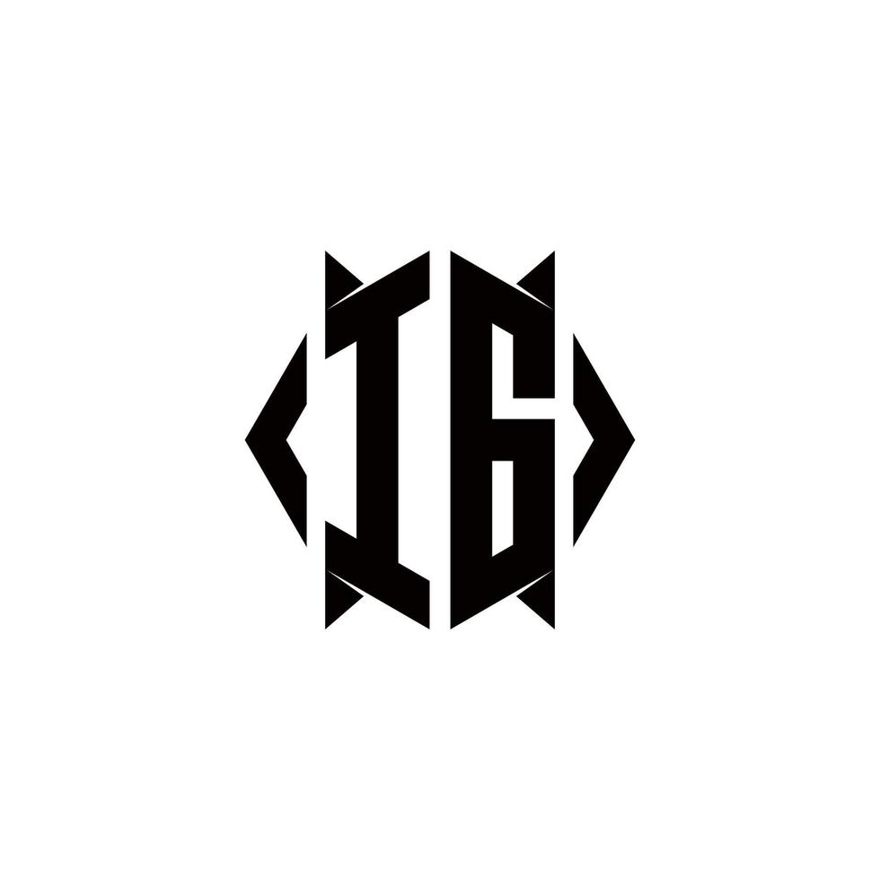 ig logotipo monograma com escudo forma desenhos modelo vetor