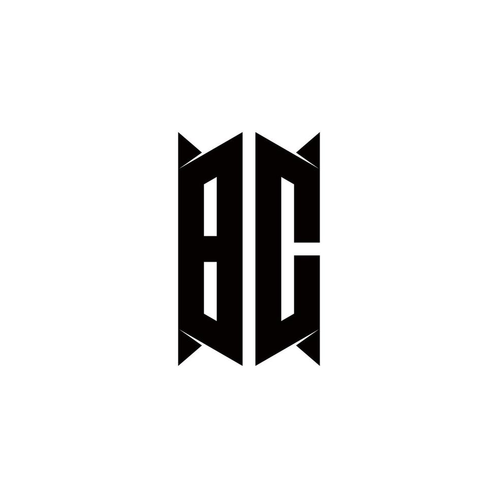 bc logotipo monograma com escudo forma desenhos modelo vetor