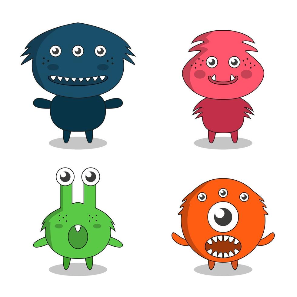 conjunto de personagens fofinhos do mascote do monstro vetor