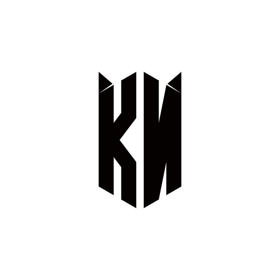 kn logotipo monograma com escudo forma desenhos modelo vetor