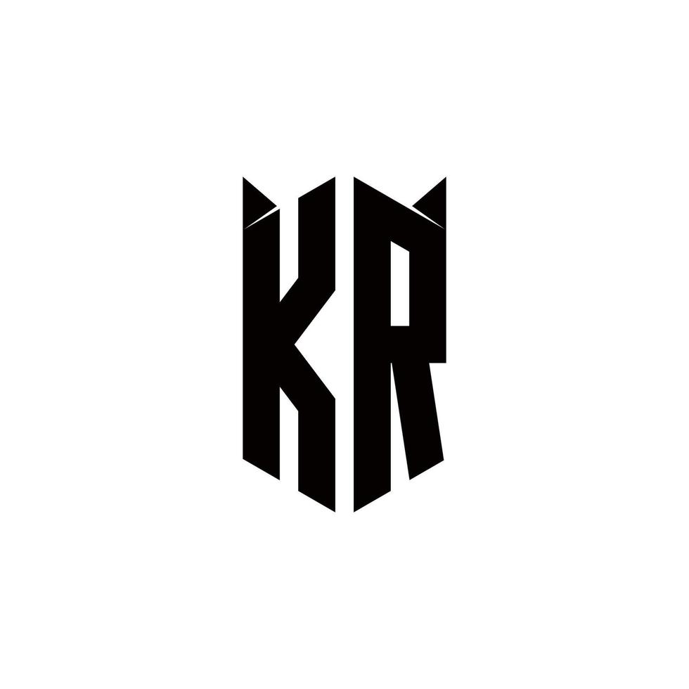 kr logotipo monograma com escudo forma desenhos modelo vetor