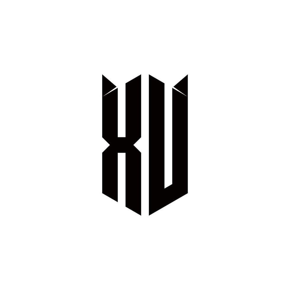xu logotipo monograma com escudo forma desenhos modelo vetor