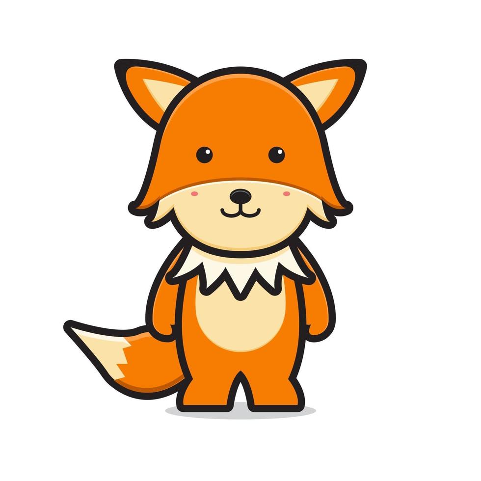 Ilustração do ícone do desenho animado do personagem mascote da raposa bonito vetor