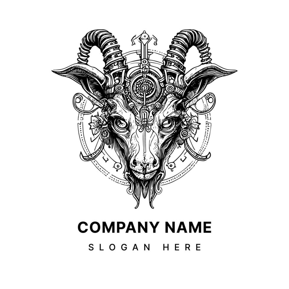 bode cabeça logotipo características uma negrito imagem do uma cabra cabeça, simbolizando força, determinação, e fertilidade dentro vários culturas e tradições vetor