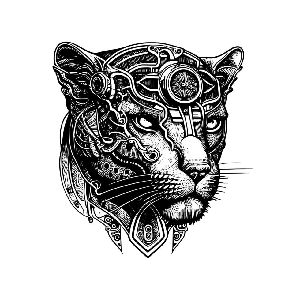 steampunk pantera logotipo é uma impressionante e poderoso representação do graça e força. isto combina a elegância do uma pantera com a industrial estético do steampunk vetor