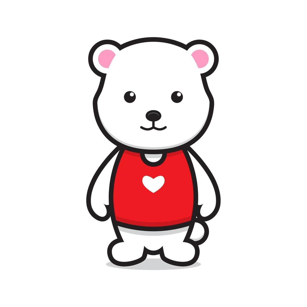 personagem mascote urso fofo usar camiseta de amor vetor