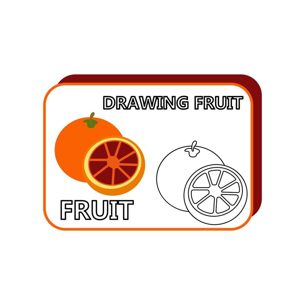 fruta laranja adequada para ilustração vetorial de página para colorir infantil vetor