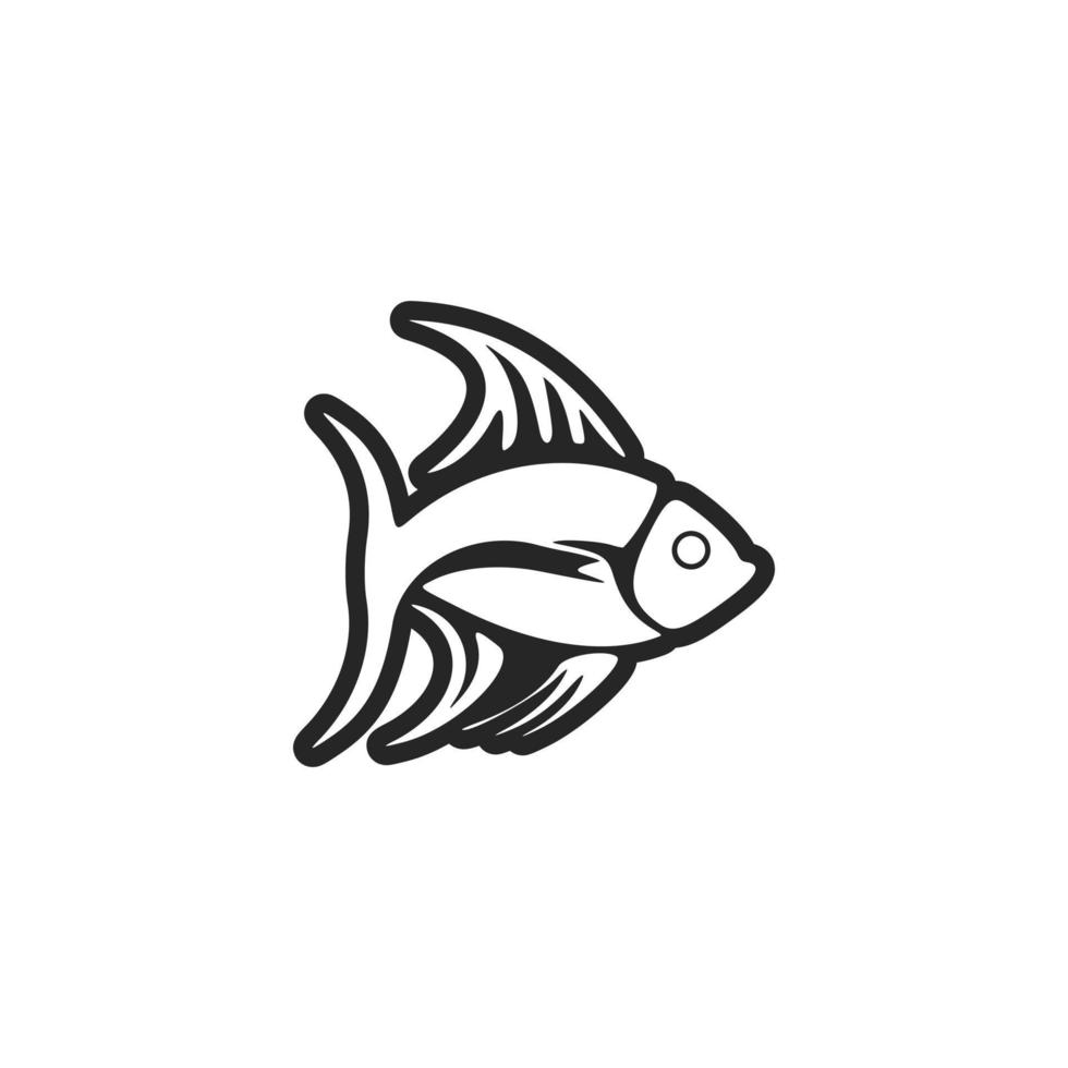 Preto e branco vetor peixe logotipo.