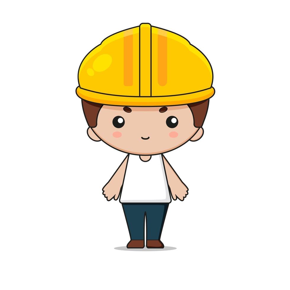 ilustração de personagem mascote de construção fofa vetor