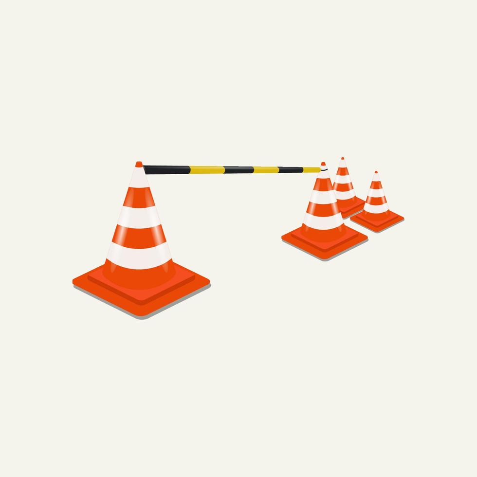 tráfego cone com Preto e amarelo segurança tubo ilustração. laranja tráfego cone vetor