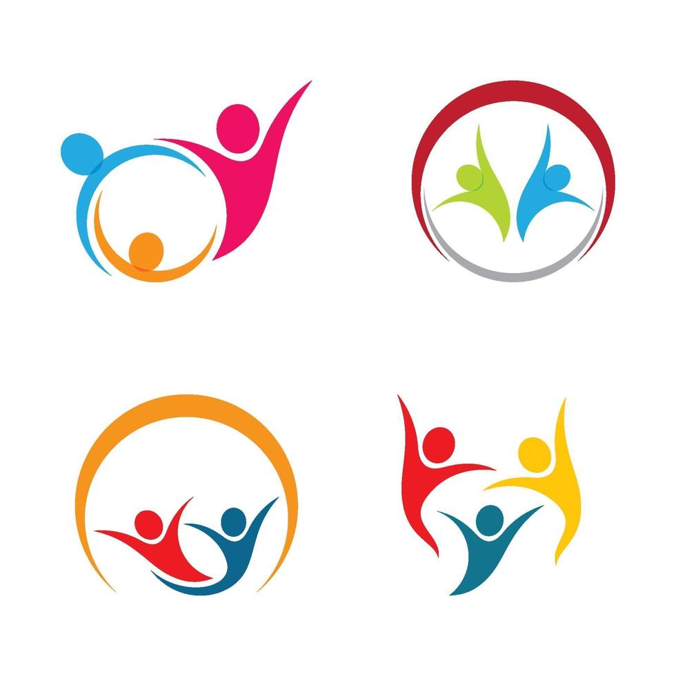 conjunto de design de imagens de logotipo de cuidado comunitário vetor