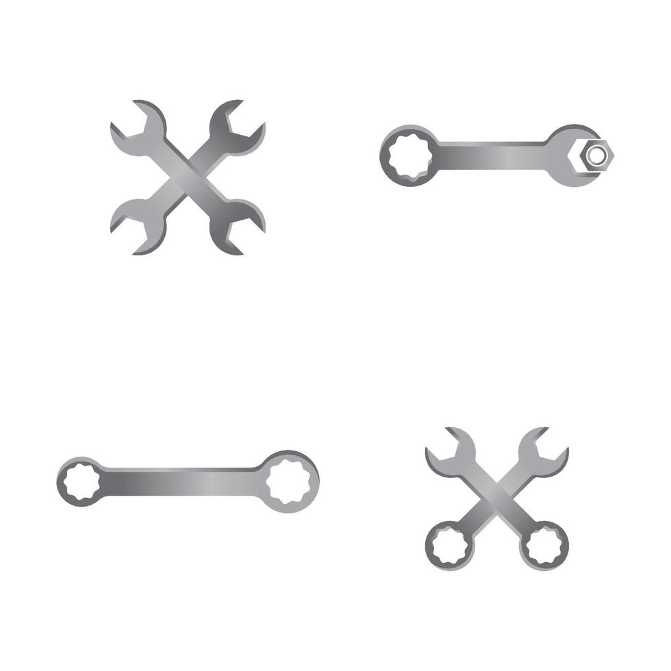 conjunto de ilustração de imagens de logotipo de chave inglesa vetor