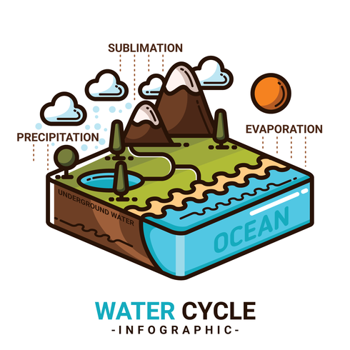 Infográfico de ciclo da água vetor