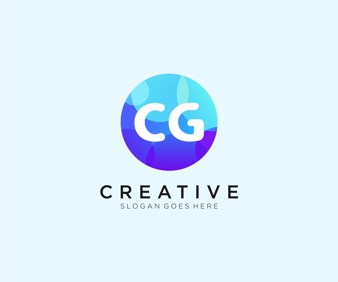CG inicial logotipo com colorida círculo modelo vetor. vetor