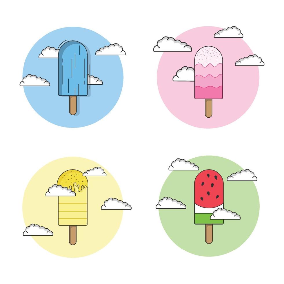 ilustração vetorial de coleção de sorvete vetor