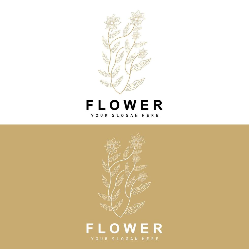 simples botânico folha e flor logotipo, vetor natural linha estilo, decoração projeto, bandeira, folheto, Casamento convite, e produtos branding