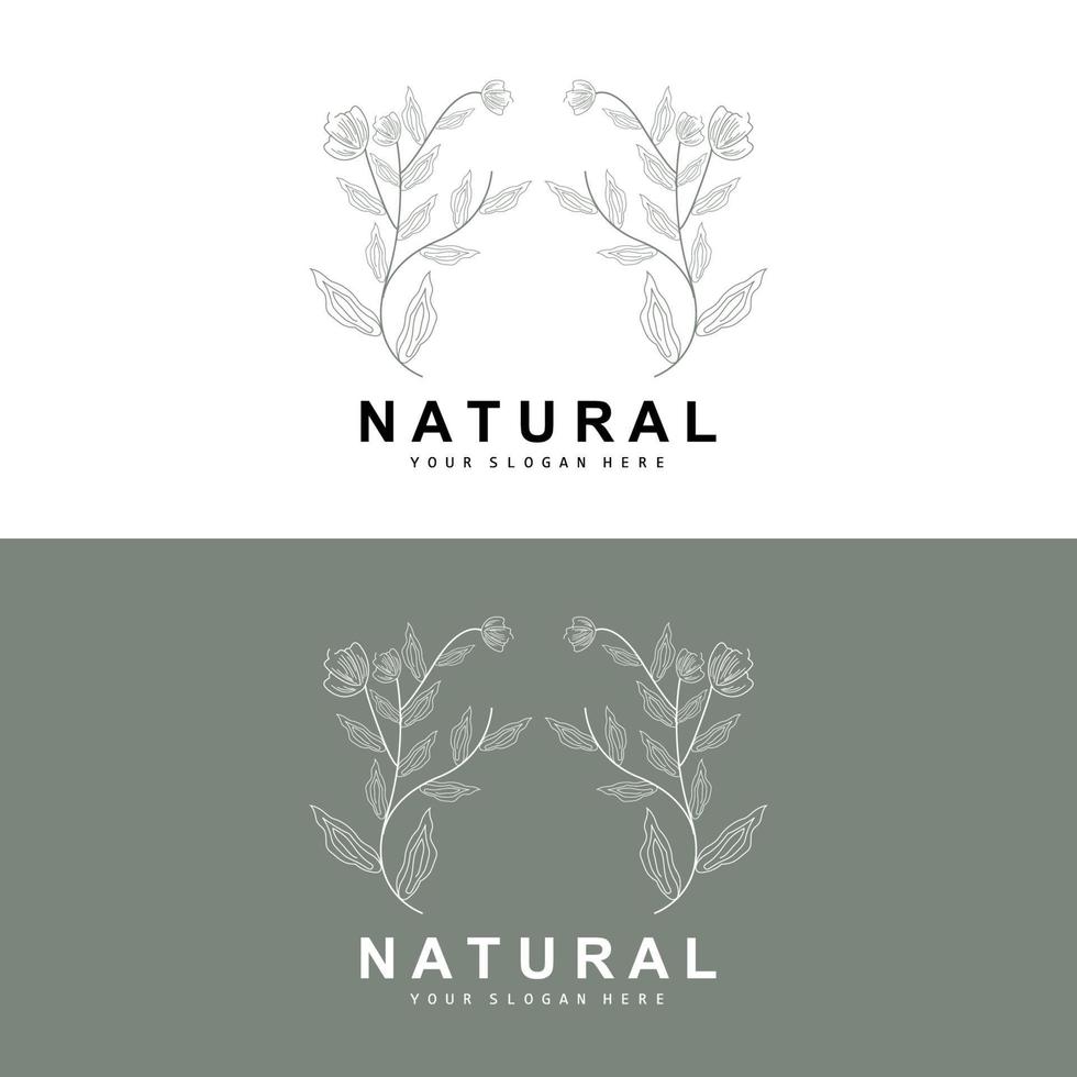 simples botânico folha e flor logotipo, vetor natural linha estilo, decoração projeto, bandeira, folheto, Casamento convite, e produtos branding