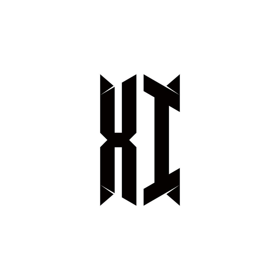 XI logotipo monograma com escudo forma desenhos modelo vetor