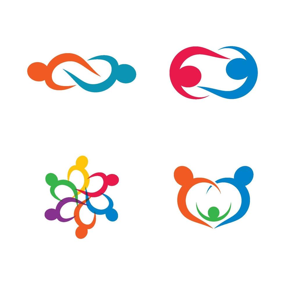 conjunto de design de imagens de logotipo de cuidado comunitário vetor