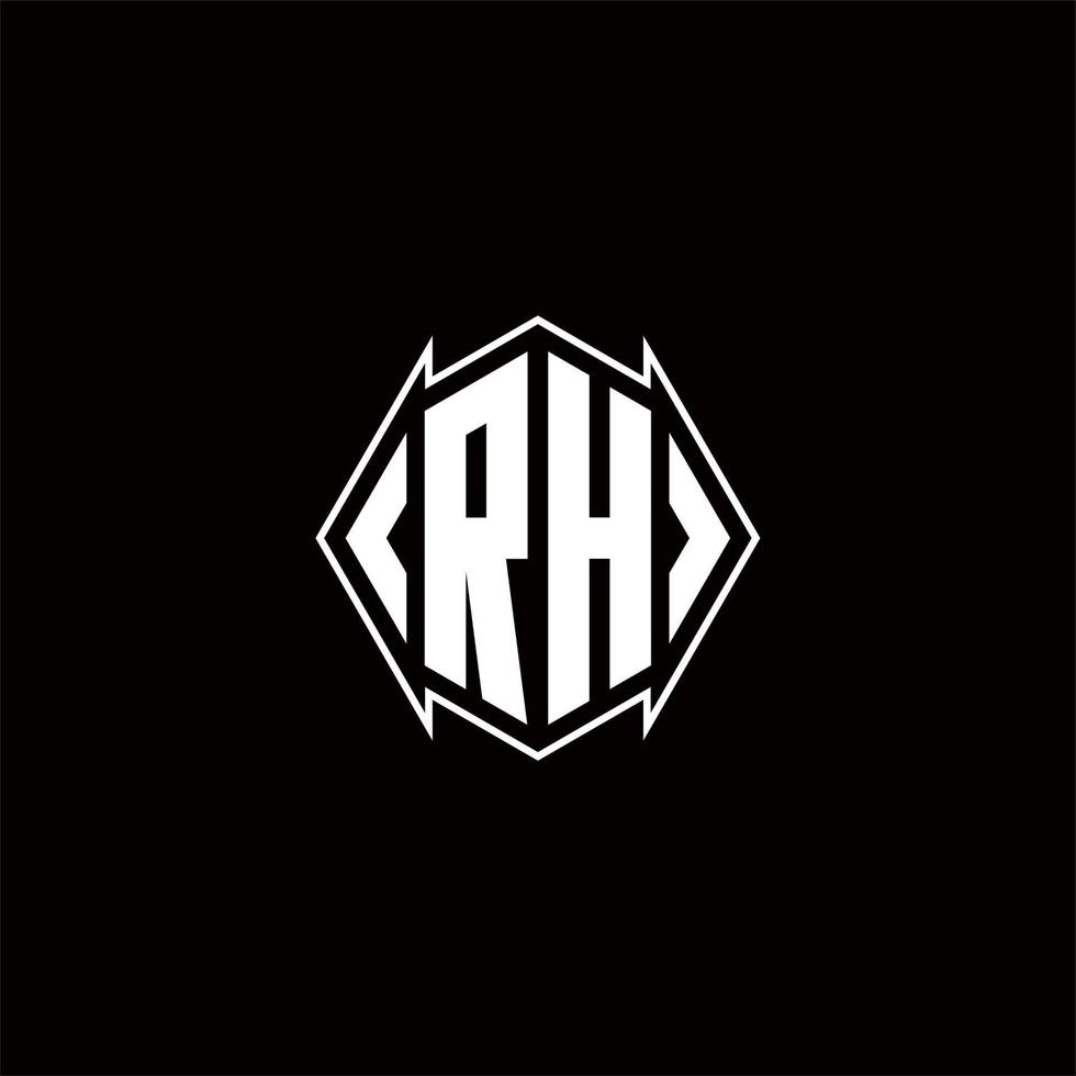 rh logotipo monograma com escudo forma desenhos modelo vetor