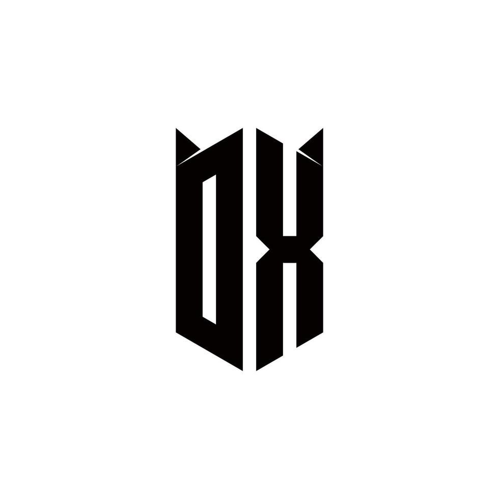 dx logotipo monograma com escudo forma desenhos modelo vetor