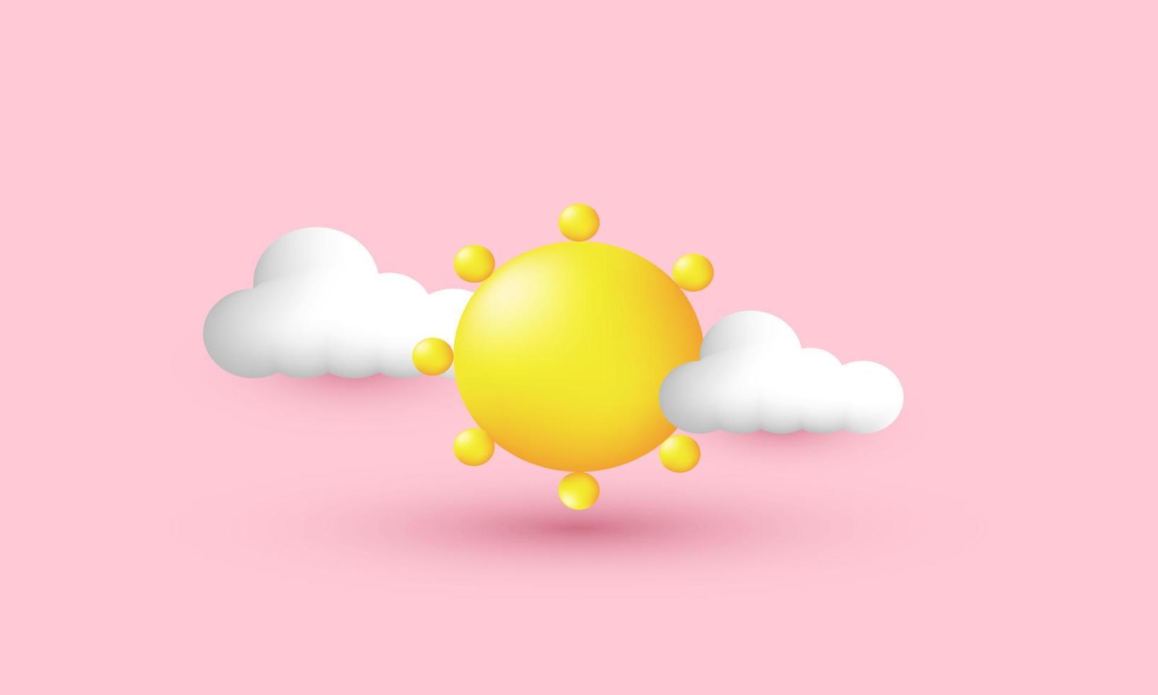 ilustração realista vetor ícone conceito Sol e nuvem 3d criativo isolado em fundo