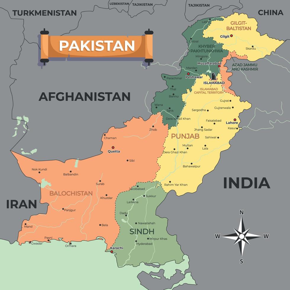 país mapa do Paquistão vetor