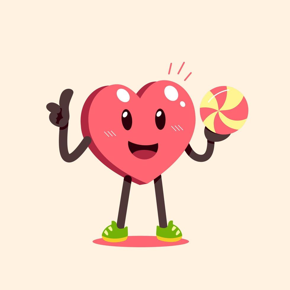 desenho animado saudável coração personagem com esporte bola vetor